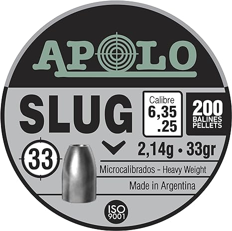 Apolo Airgun Slug .25 Caliber, 33 Grains 200ct