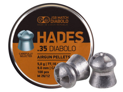 JSB Match Grade Airgun Diabolo Hades, .35 Cal, 77.16gr, Hollowpoint, 100 ct
