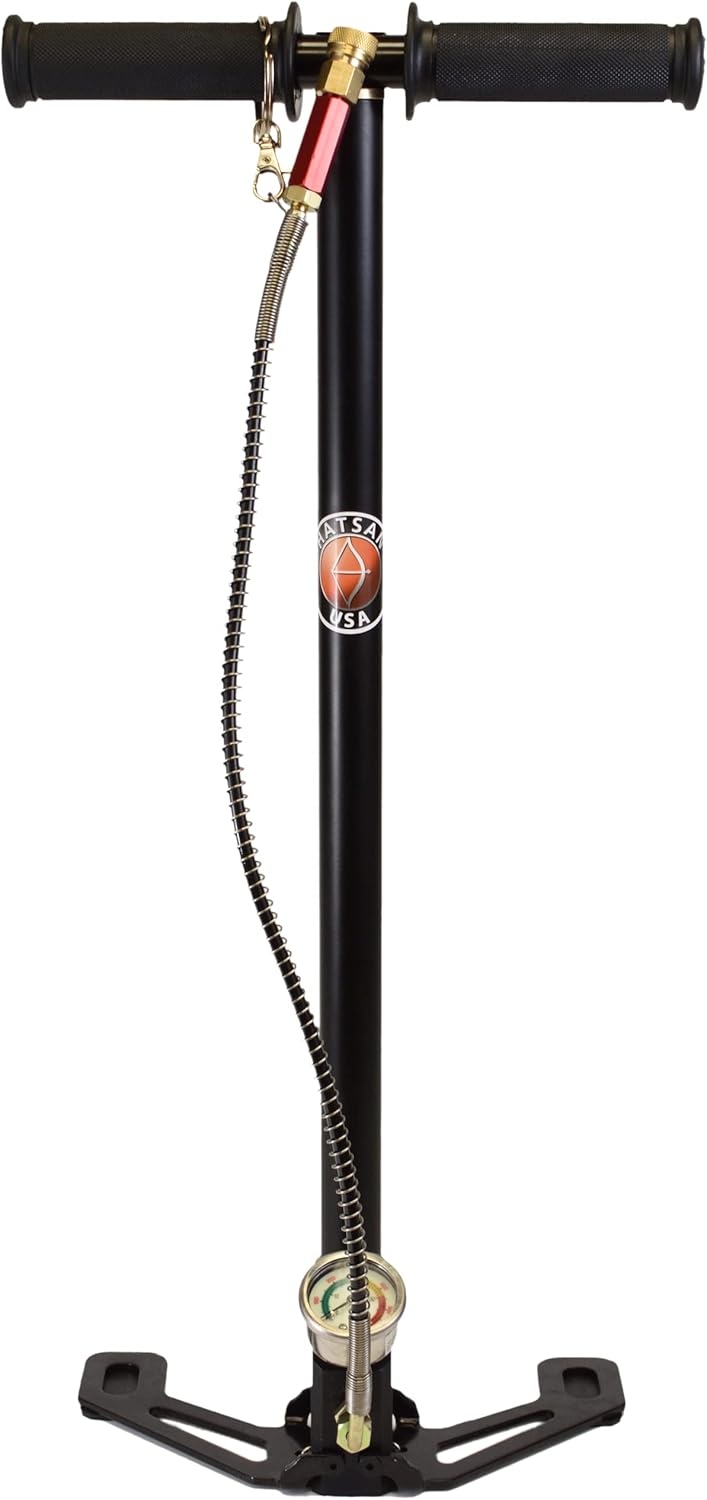 Hatsan TactAir 3-Stage Manual Hand Air Pump for PCP Air Guns | 3,625 PSI with Hose — Black (HA91015)