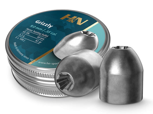 H&N Grizzly Airgun Pellets, .357 Cal, 82 Grains, Hollowpoint, 85ct