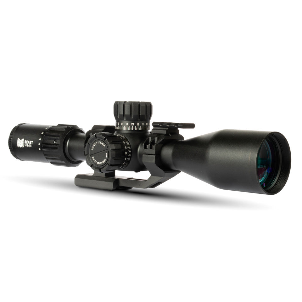 Beast 3-18x50 FFP Scope with Zero Stop | Cantilever Mount MM4 - MIL