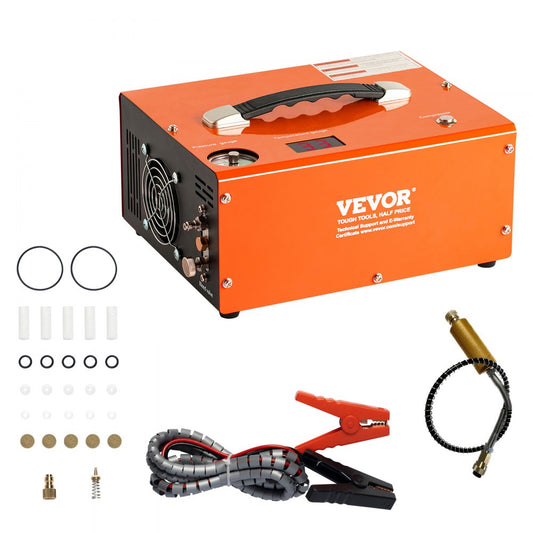 VEVOR PCP Air Compressor | 4,500 PSI Portable Airgun Compressor with Built-In Converter and Auto-Stop | DC12V/AC120V | Oil and Water-Free for Air Rifles, Paintball and Scuba Tanks